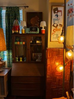 Mid Century Modern Petite Hutch / secretary desk