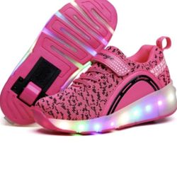 Brand New Kids LED Roller Shoes with Single Wheel Light up Roller Shoes Gift for Girls