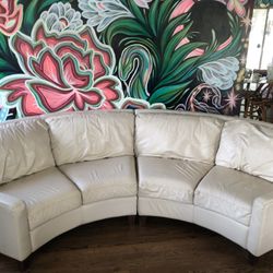 Leather Curved Sectional Couch 