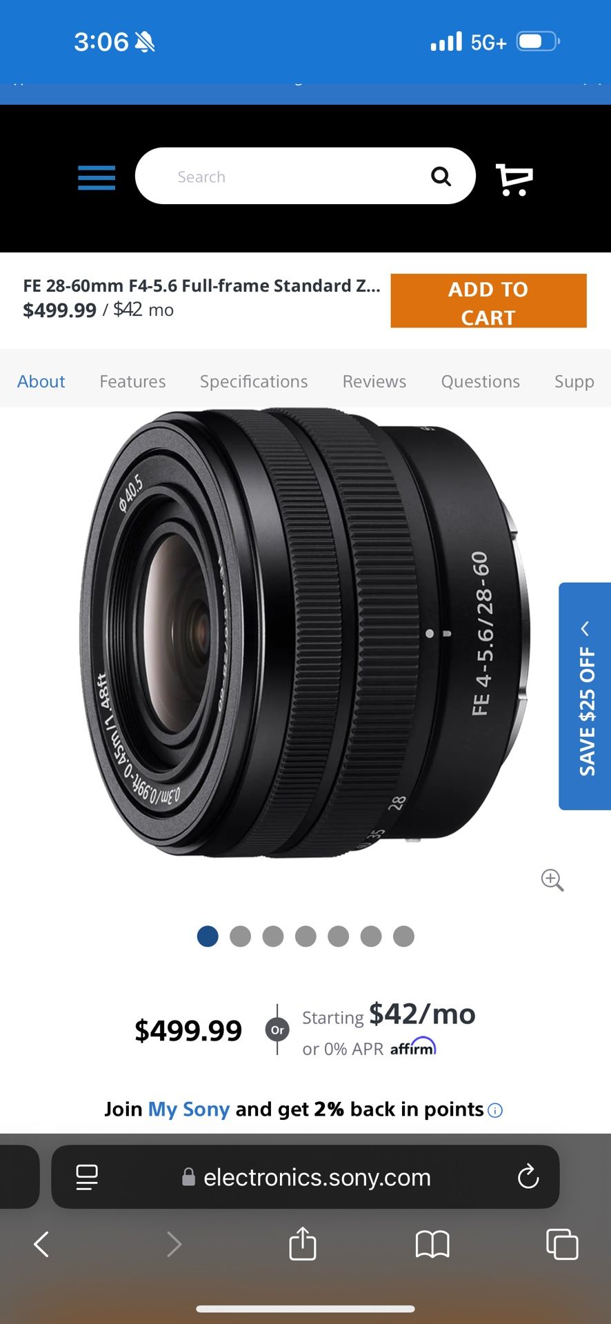 Sony FE 28-60mm F4-5.6 Full-frame Lens