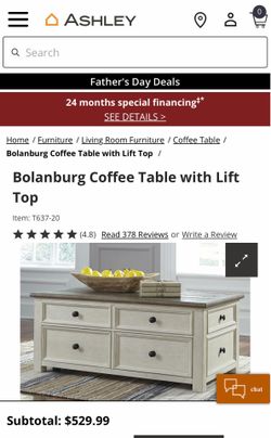 Bolanburg Coffee Table with Lift Top