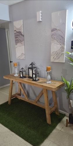 Farmhouse A- frame Wood Console Table - Natural🌱