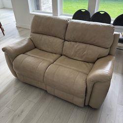 Leather Sofa and Loveseat Set Couch Beige