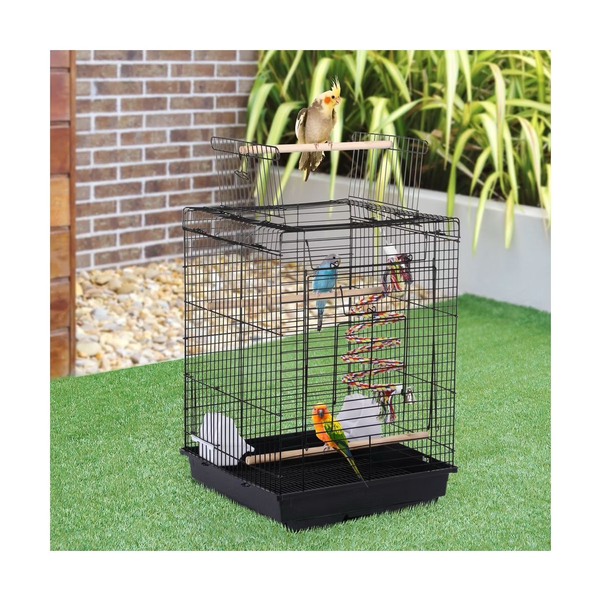 Travel Bird Cage with Open Play Top for Budgie, Finch, Green Cheek Canary, Parakeet Cockatiel