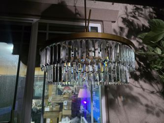 6-light Glam Crystal Glass Prism Drum Tiered Chandelier