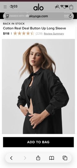 Alo real deal button up xs black