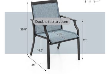 ostway 2 Piece Patio Dining Chairs Large Outdoor Chairs with Breathable Seat & Metal Frame Blue