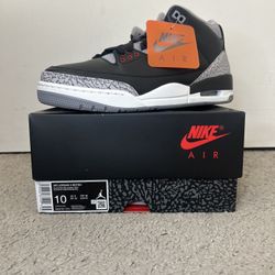 DS JORDAN 3 BLACK CEMENT SIZE 10