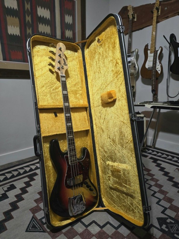 1970's Made In Japan Greco Gneco JB500 Rosewood Fretboard Jazz Bass Fender Lawsuit Sunburst W/OHSC