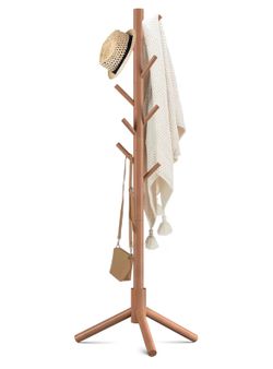 Coat Rack, Coat Racks Freestanding with 8 Hooks 3 Adjustable Heights for Clothes, Hats, Handbags, Coat Tree Easy Assembly for Entryway, Bedroom, Hallw