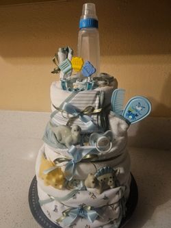 Handmade Baby Boy Dinosaur Diaper Cake Gift set