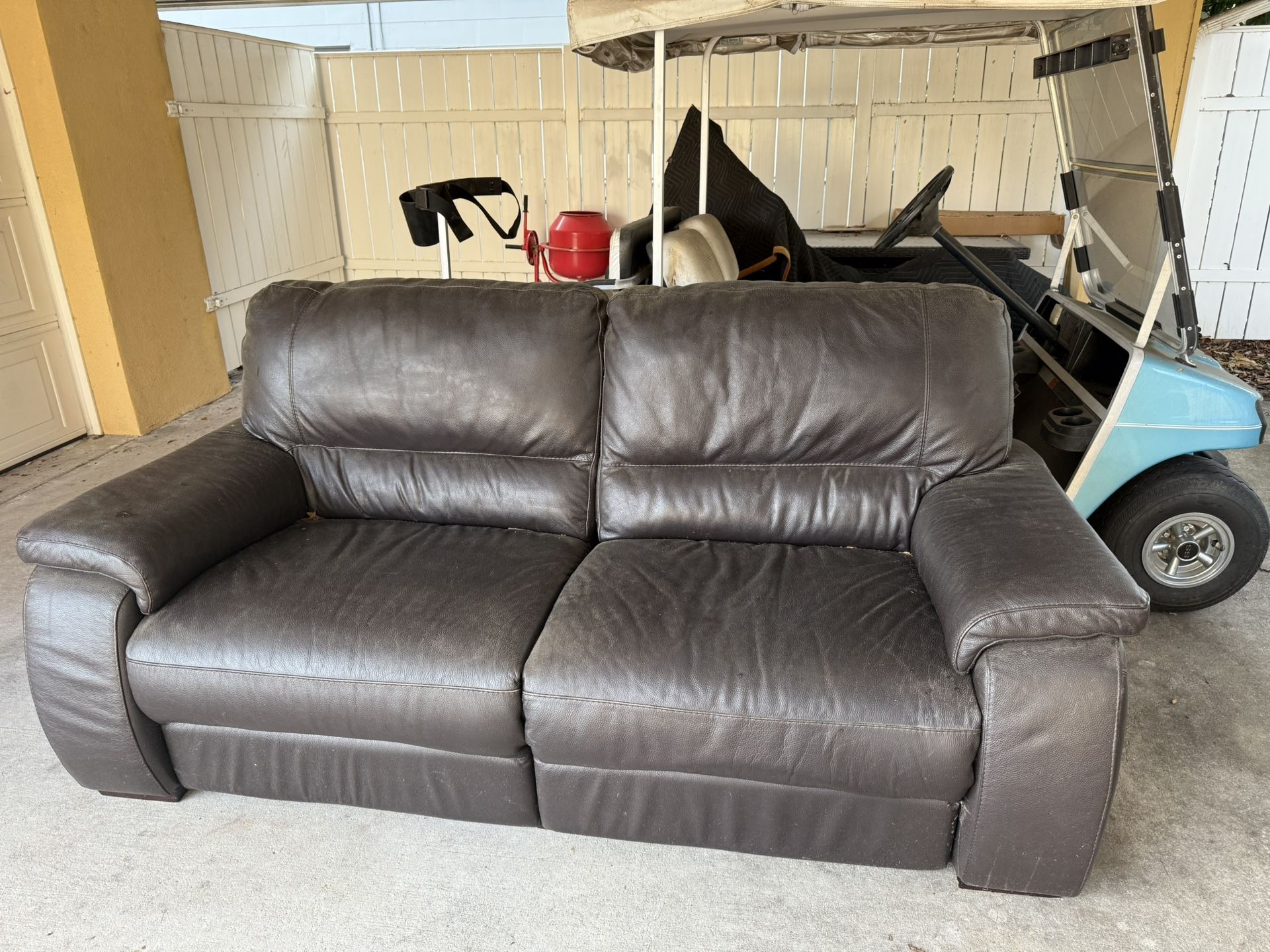 Leather Couch With electric Recliner