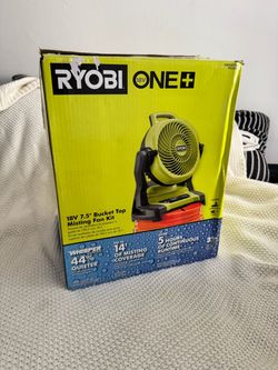 RYOBI ONE+ 18V 7.5" Bucket Top Misting Fan Kit