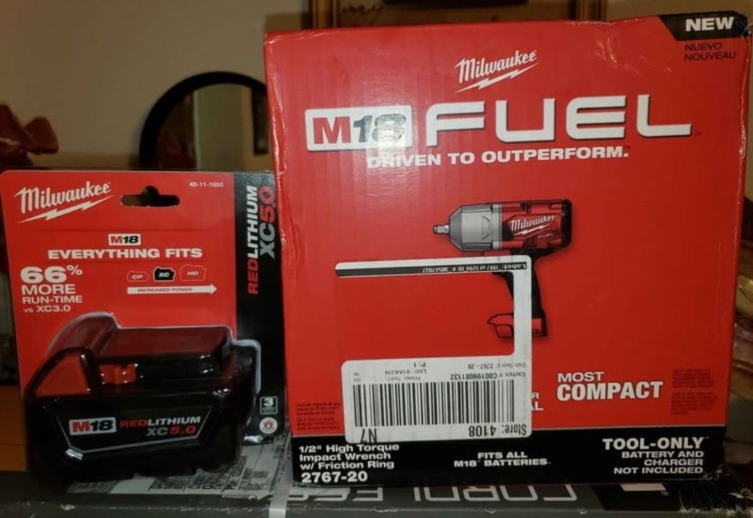 Milwaukee High Impact Torque Wrench and 5amp Battery (Brand New)