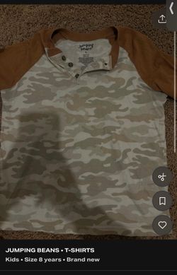 Jumping Beans Kids Camo Henley Shirt Size 8