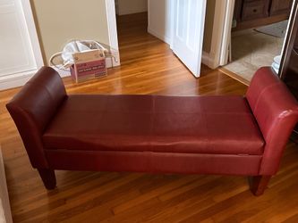 Red leather bench