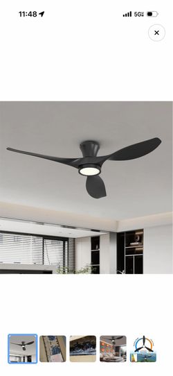 TALOYA 52" Ceiling Fan with LED Light & Remote Control – Black (Like New)