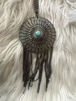 Long silver necklace