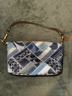 Vintage Coach Y2K Denim Patchwork Pouch Mini Handbag 