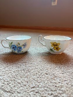 Vintage Adderley Fine Bone China Floral Teacups – Set of 2