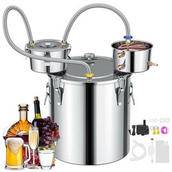 A639 $70  3 Pots 13.2Gal/50L Moonshine Still Kit Complete with Thumper and Condenser, Thermometer, Submersible Pump, Stainless Steel Alcohol Distiller