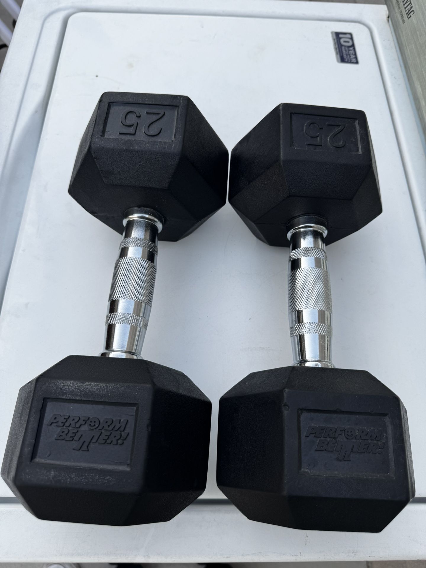 25lb Rubber Hex Dumbbell Set