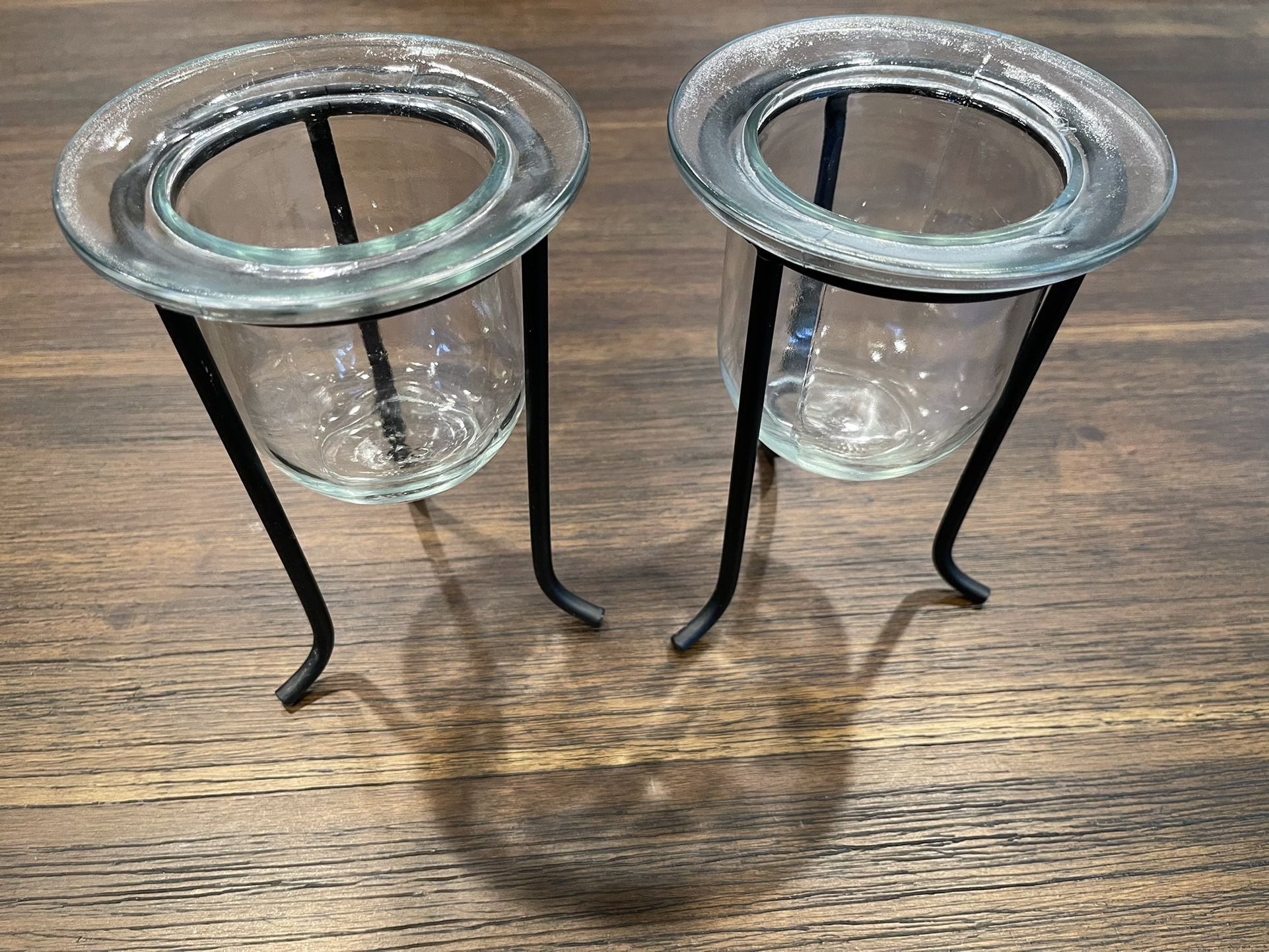 Candle Holder Centerpieces Set Of 2 With Metal Stands 
