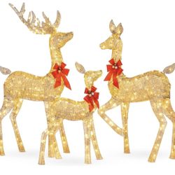 Large set 5ft Outdoor Yard Christmas Decoration With lights, Stakes & Zip Ties. Still Inbox… Never Used.
