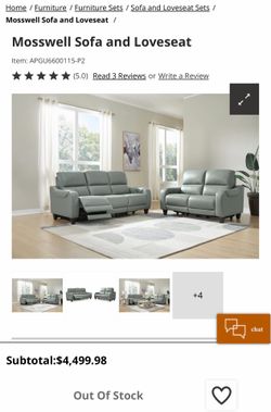 Brand New, Still in Box Moswell Power Reclining Sofa and Loveseat