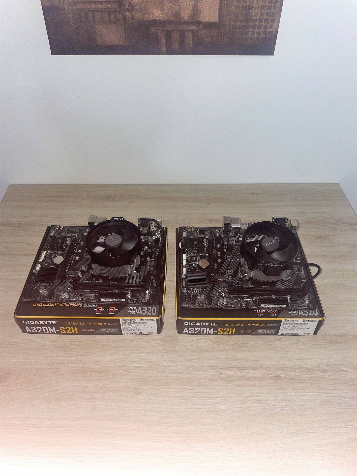(x2) AMD Ryzen 1600 CPU (3.2 GHz & 6 cores) + Gigabyte GA-A320M-S2H Motherboard