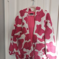 Pink Strawberry Cow Sherpa Sweater