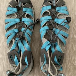 Size 9 Women’s Keen Whisper Sandals Comfort Hiking Blue Gray