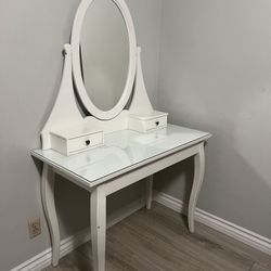 Hemnes Dressing Table with Mirror White Vanity