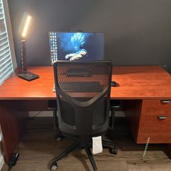 Modern Desk & Mesh Chair -$150