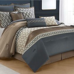 LANCO MODERN LIFESTYLE Caval Comforter Set, 10 Piece Bed in a Bag for All Seasons,