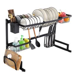 Dish Rack Over The Sink Dish Drying Rack Kitchen Rack Shelf Dish Drainer Stainless Steel Sink Organizer (Sink Size ≤ 32.5 inch)