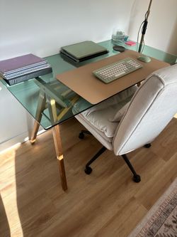 Mid-Century Modern Glass Wood Desk