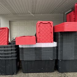 Heavy Duty 77/57/40 Gallon Totes With Lids- Great For Moving