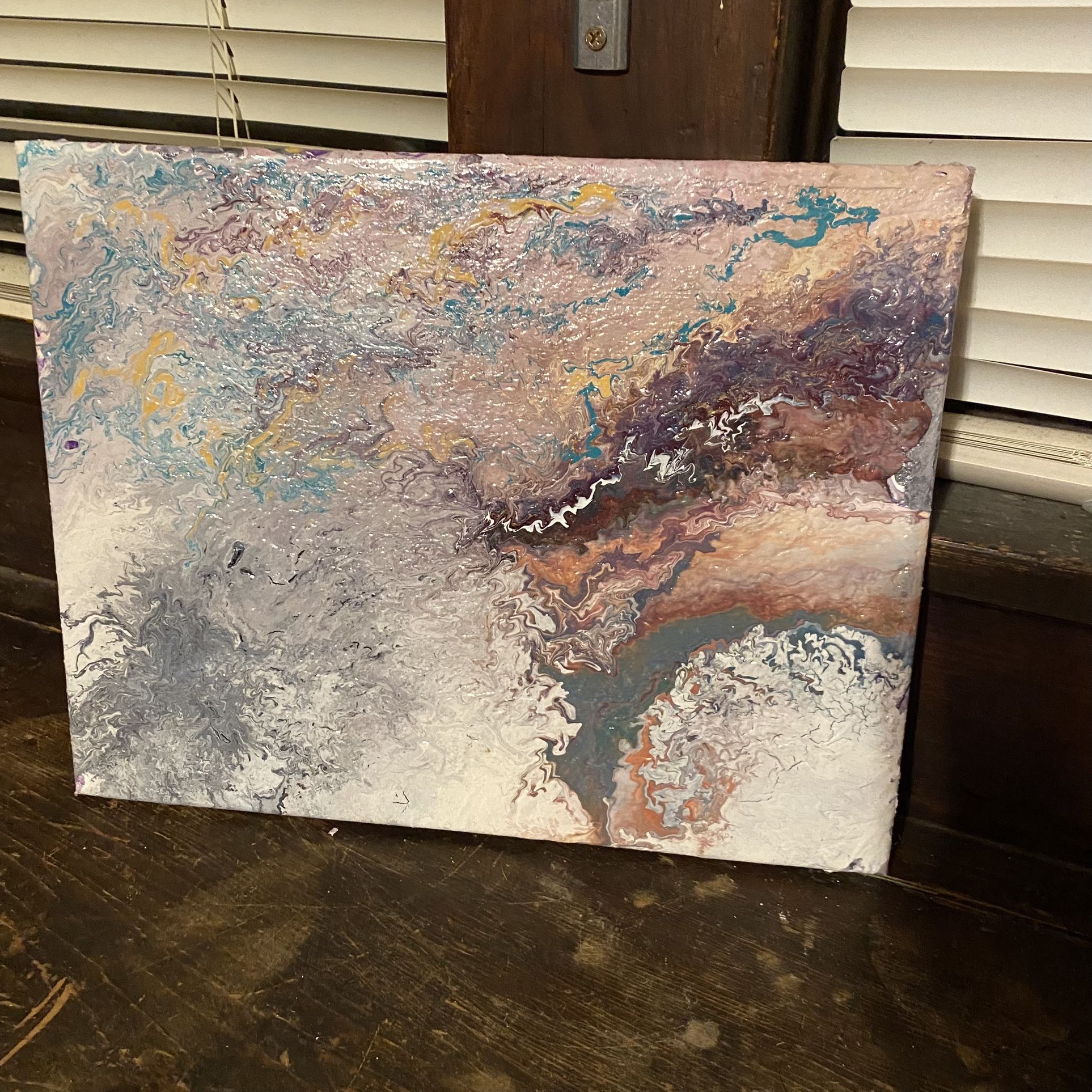 Hand Poured Acrylic Marble Painting On Canvas 11x14