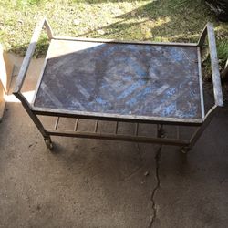 Metal/wood Cart On Wheels 