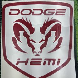 Dodge Ram Hemi Sticker In Red 10” 