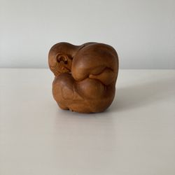 Vintage Hand-carved Teak Wood Weeping Buddha 