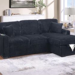 Corduroy Sectional Sleeper Sofa 