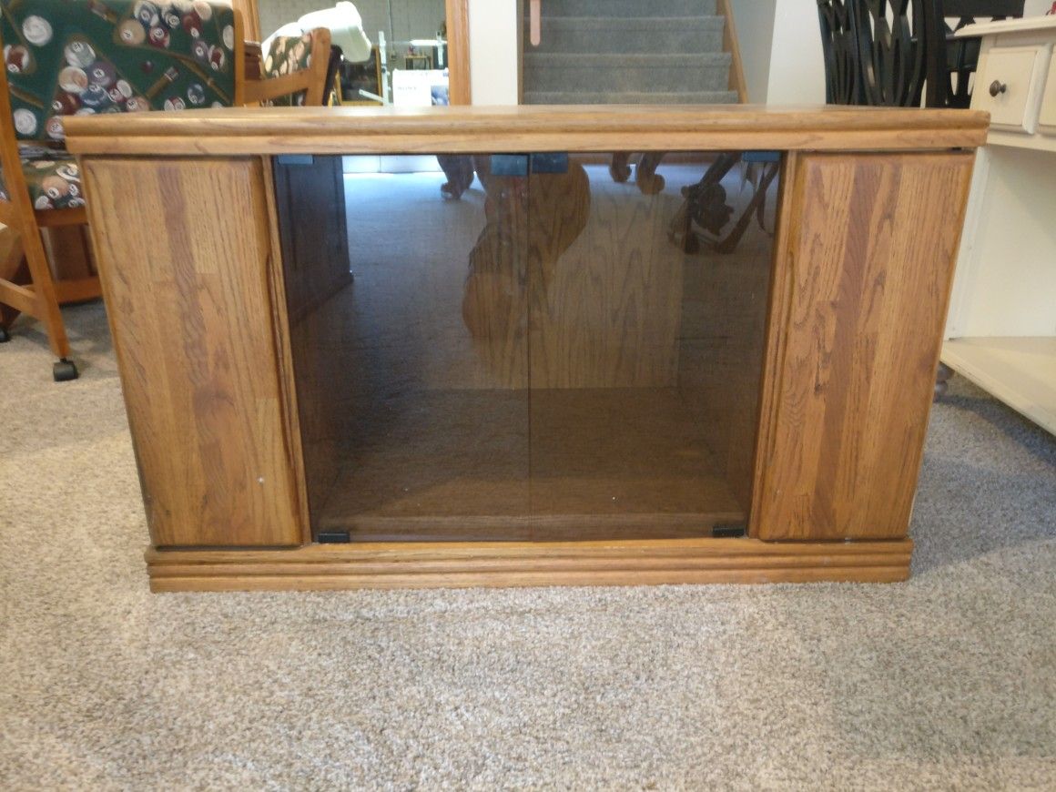 Solid oak media cabinet