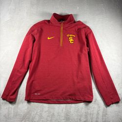 Nike Dri-Fit USC Trojans Southern California Men’s M Red 1/4 Zip Sweatshirt#3343