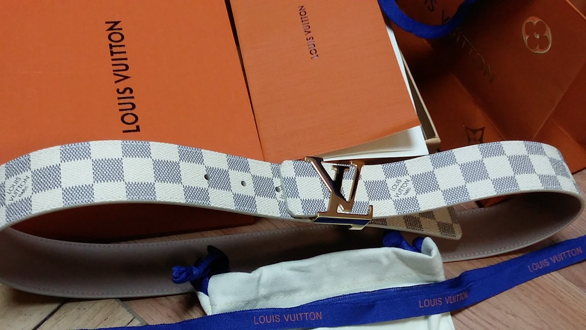 Louis Vuitton white Azur belt