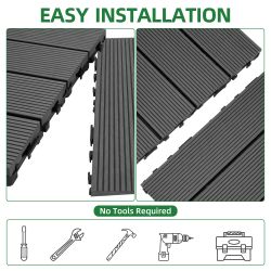 DIY Interlocking Deck Tiles 9PCS - Waterproof Outdoor and Indoor Flooring for Patio, Balcony, Porch, Backyard, Bedroom