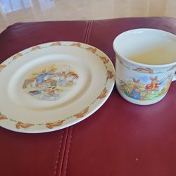 Royal Doulton Bunnykins Cup and Saucer Vintage Great Shape Porcelain 