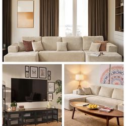 Full Living Room Setup – Sofa + TV Stand + Coffee Table (Moving Sale)