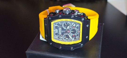 Activa Fury X Invicta Men's Watch w/ Skeleton Dial - 44.3mm, Black and Yellow.